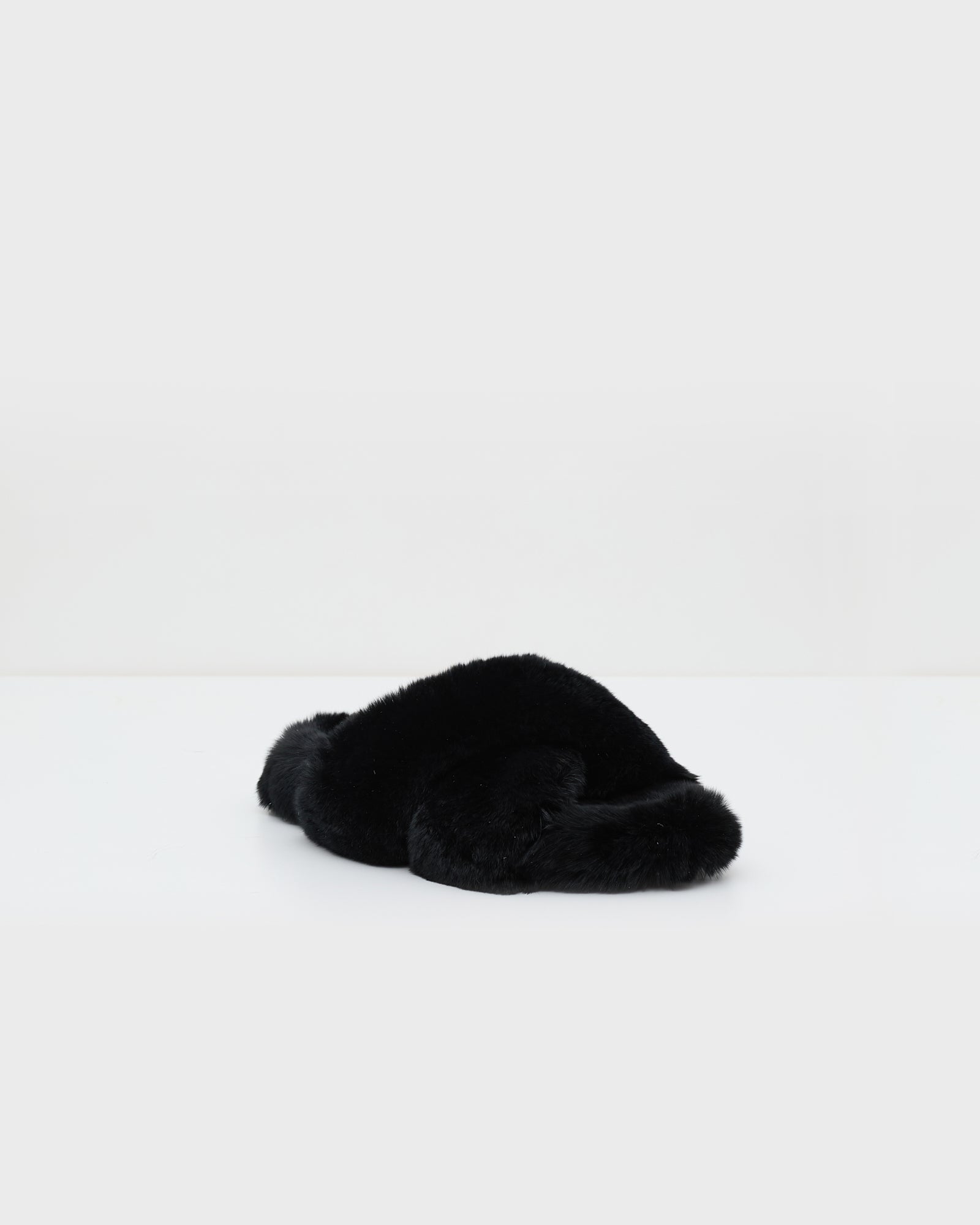 【関税込み】Yves Salomon ブラック Toscana スリッパ YVES SALOMON＞FUR TOSCANA SLIPPERS/スリッパ