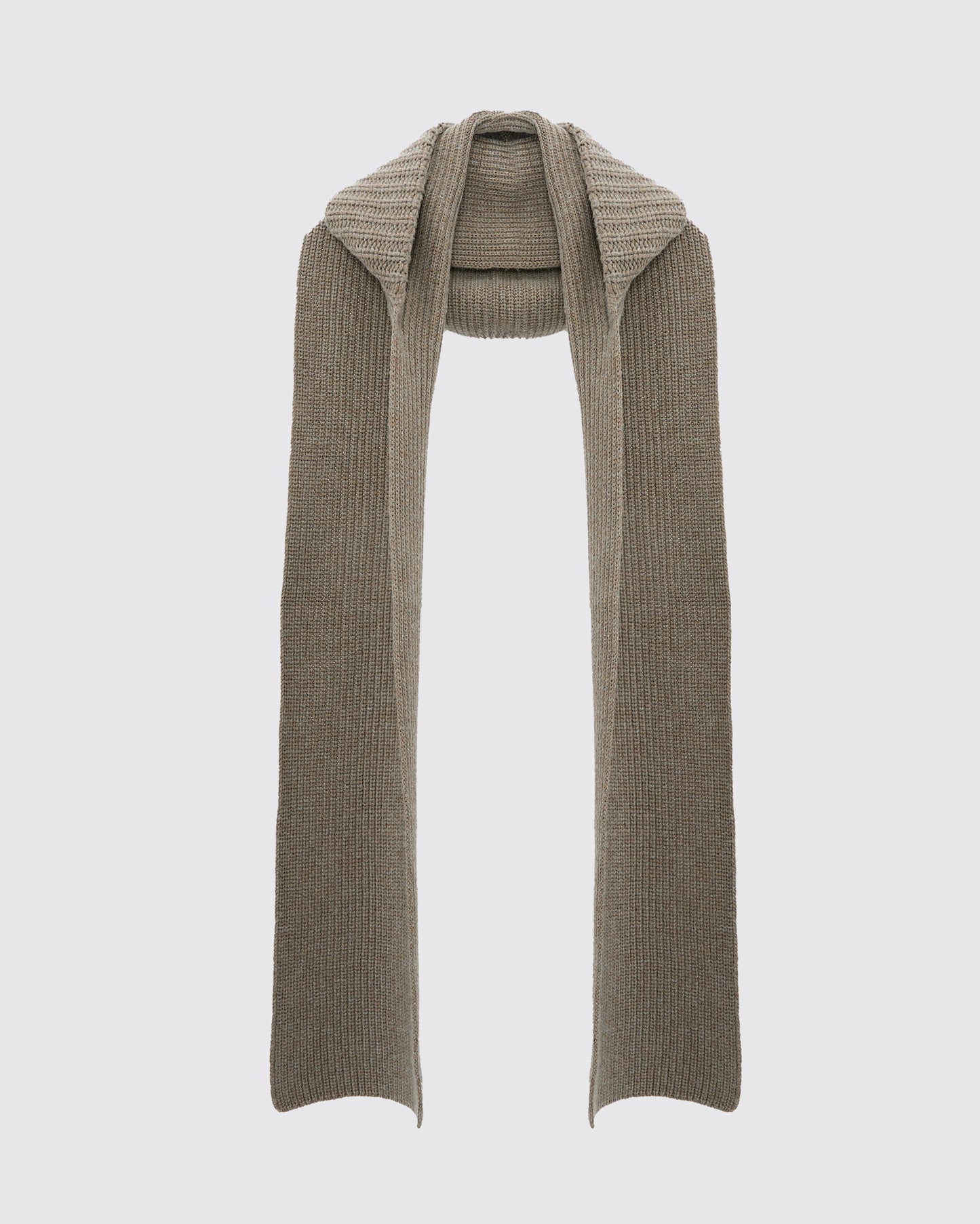 Cashmere and wool knit hooded scarf