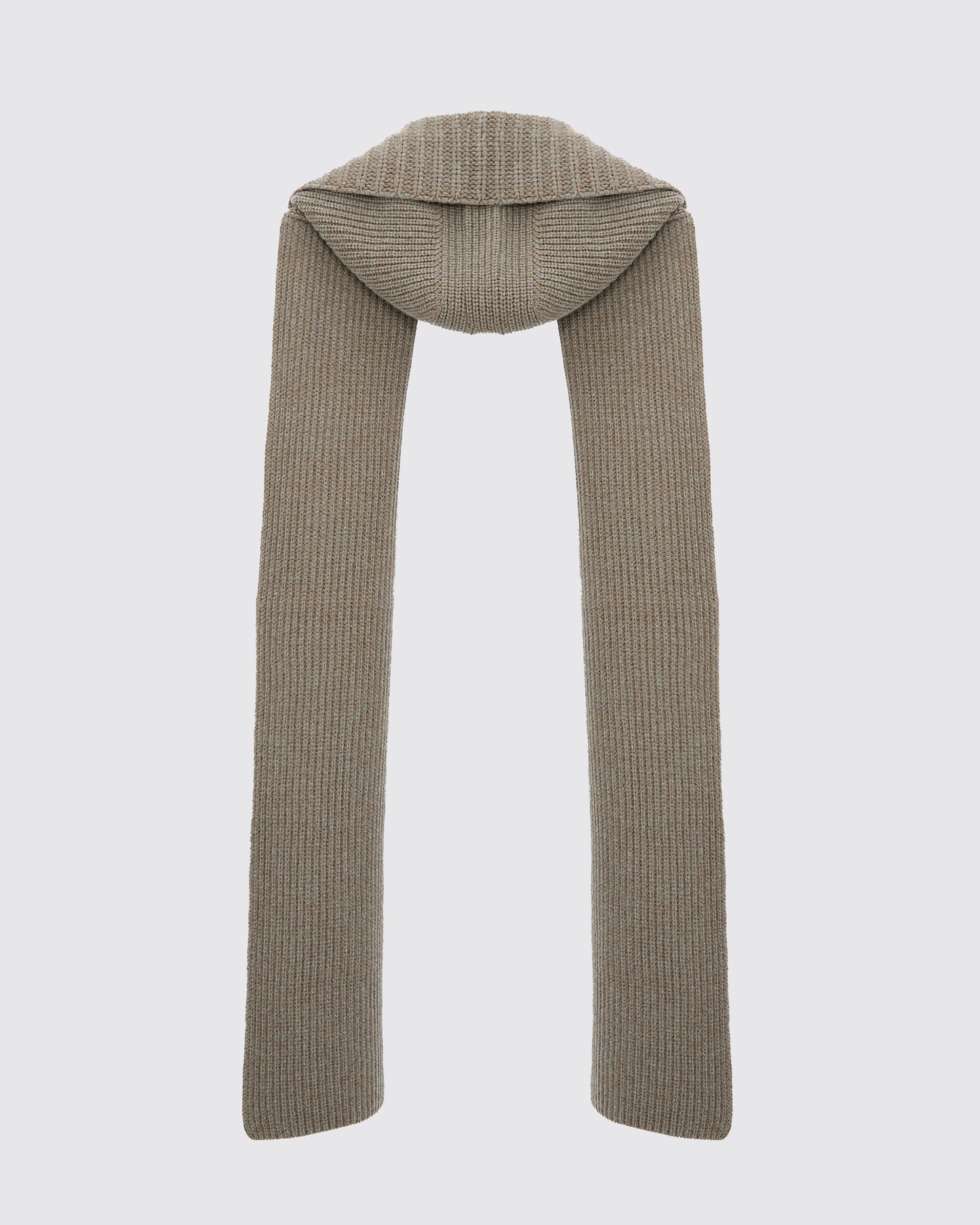 Cashmere and wool knit hooded scarf