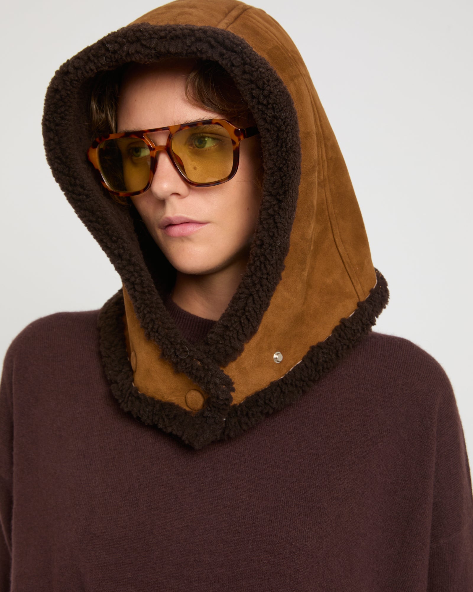Curly Merino lambskin hood -Yves Salomon