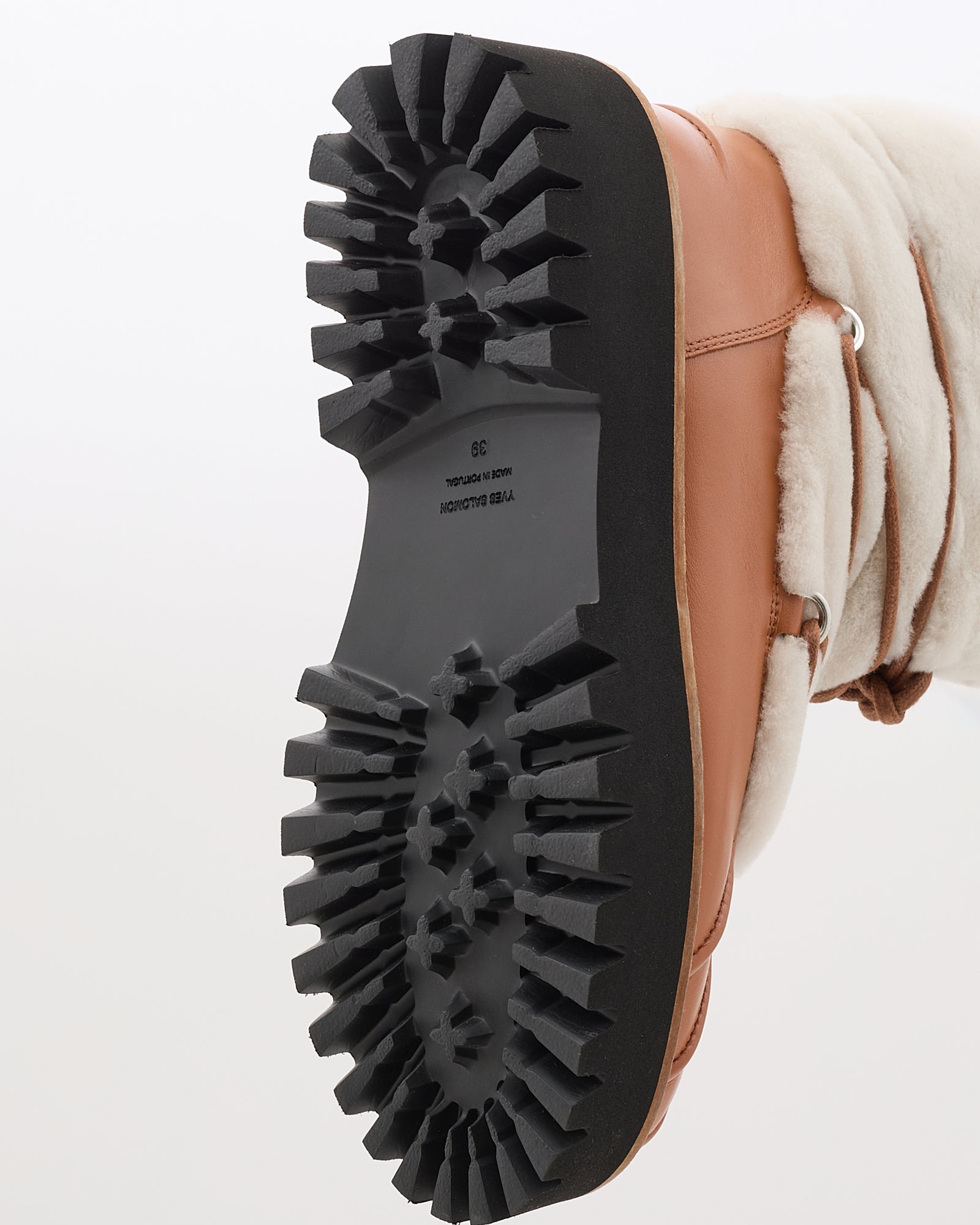 Lace-up mid-length boots in ironed Merino - brown - Yves