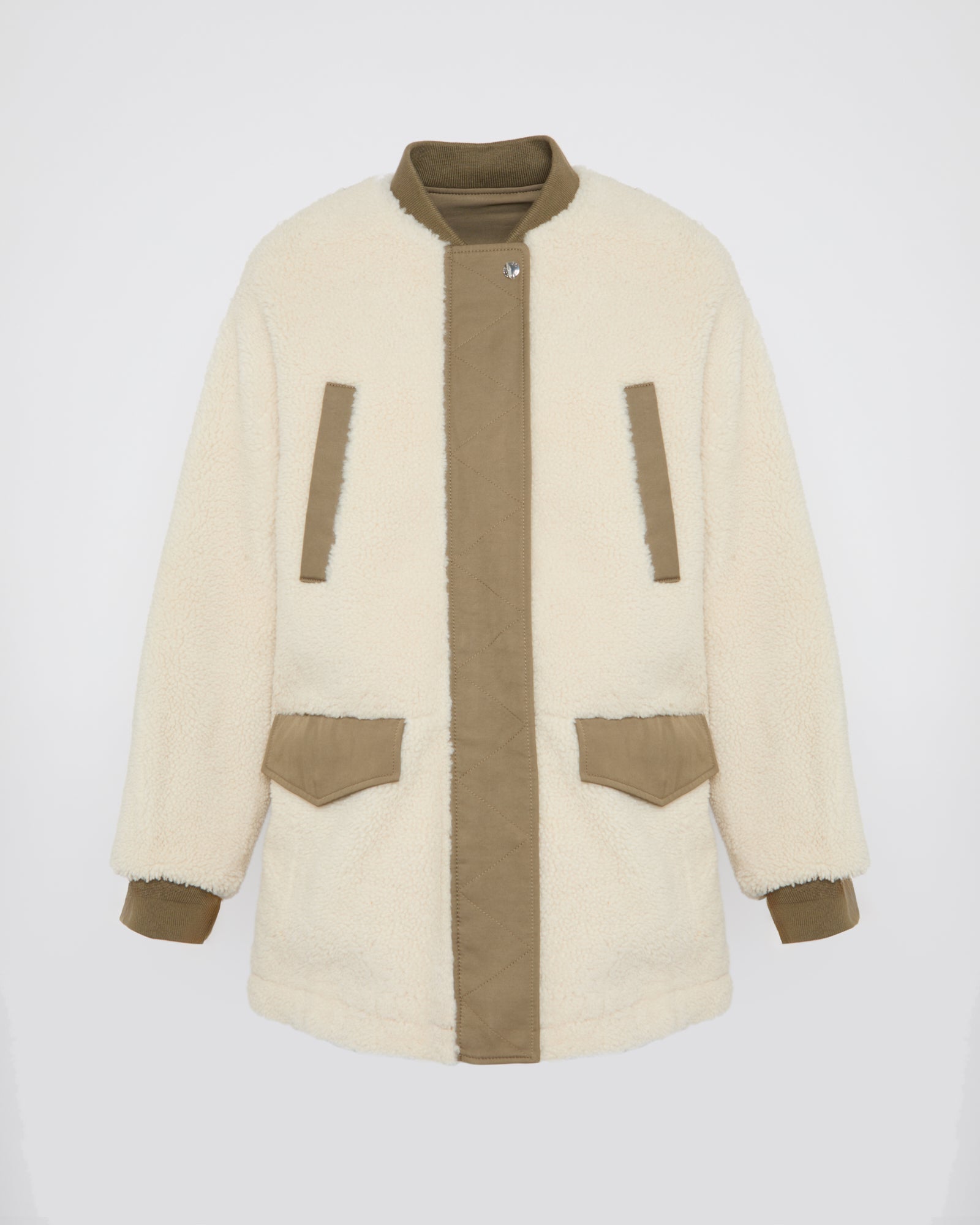 Balck Friday 2025 - Yves Salomon - Long reversible shearling teddy in polycotton drill