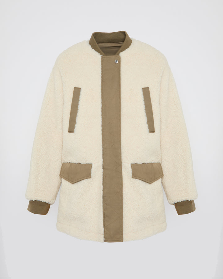 Balck Friday 2025 - Yves Salomon - Long reversible shearling teddy in polycotton drill