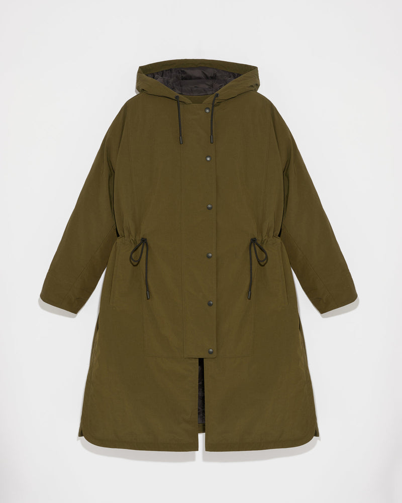 Cape-style coat in technical fabric