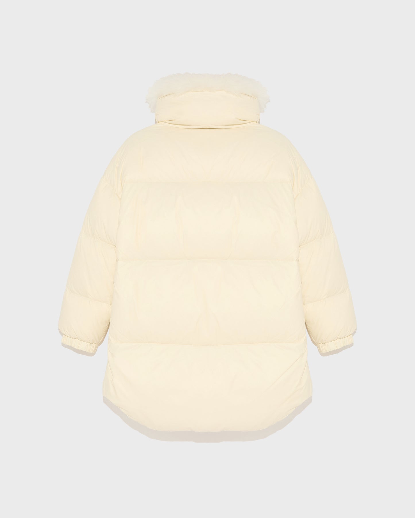 Stand collar down jacket with fluffy lambswool trim-Yves salomon-Winter sale & boxing day