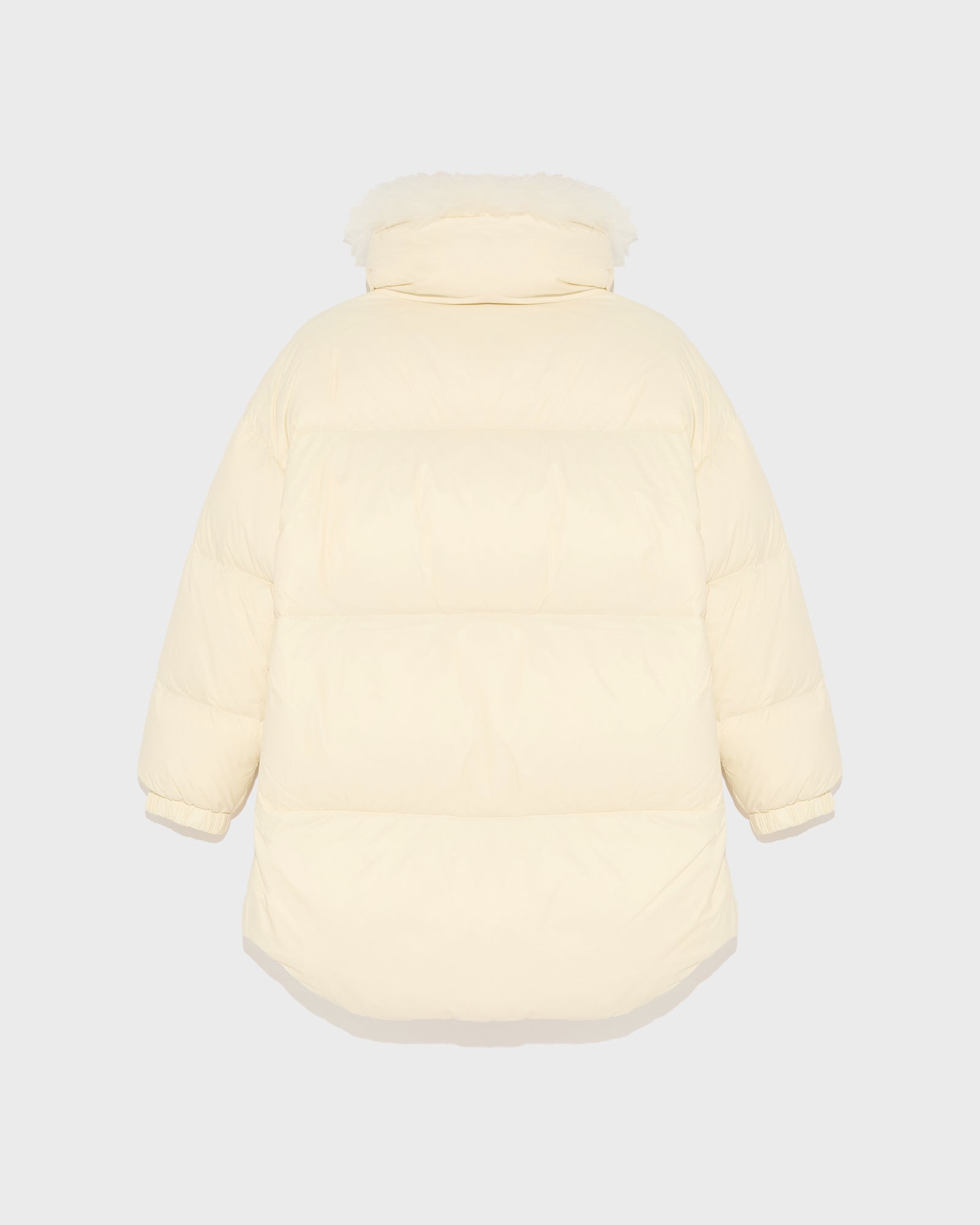 Stand collar down jacket with fluffy lambswool trim-Yves salomon-Winter sale & boxing day