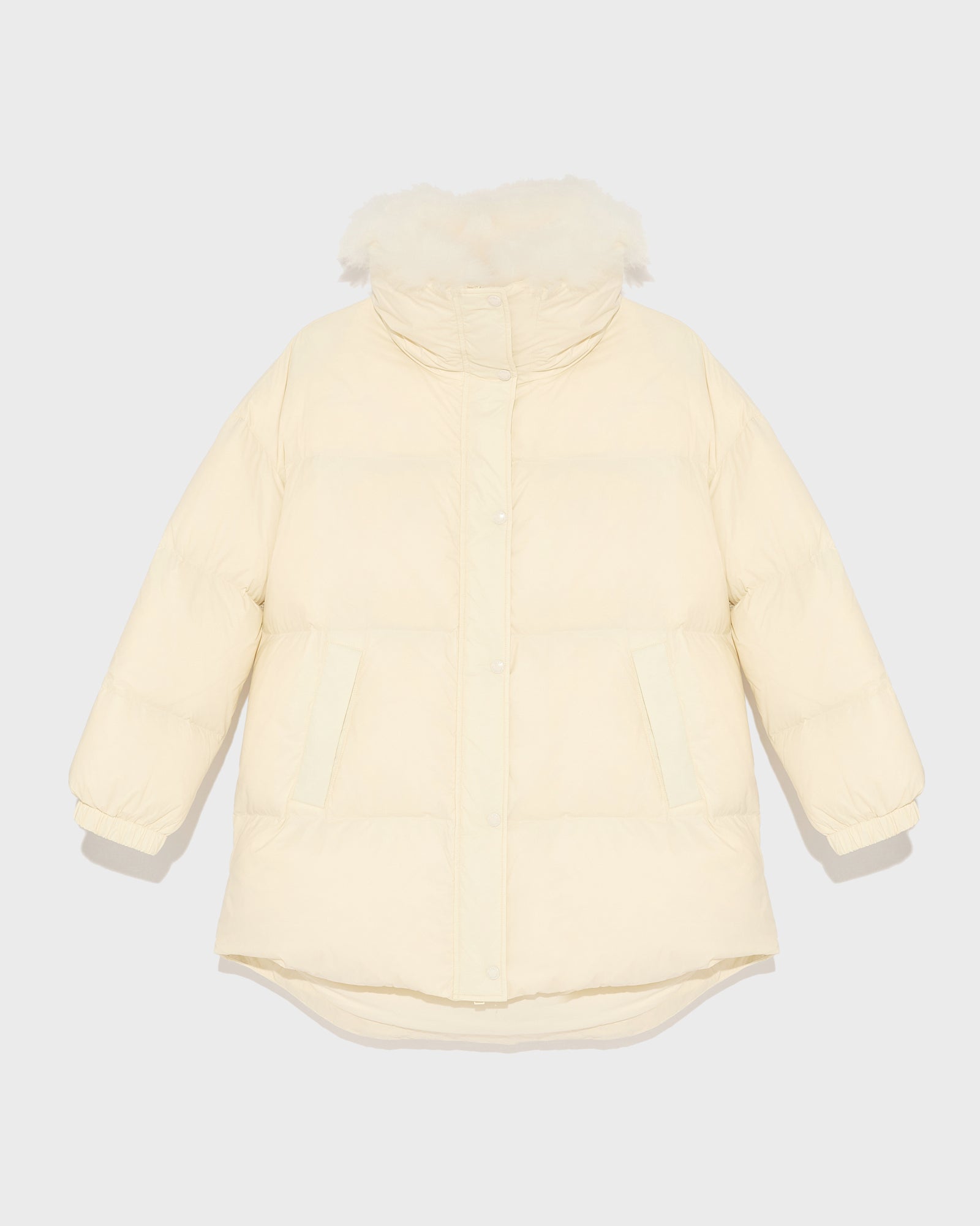 Down jacket with fluffy lambswool trim - white - Yves