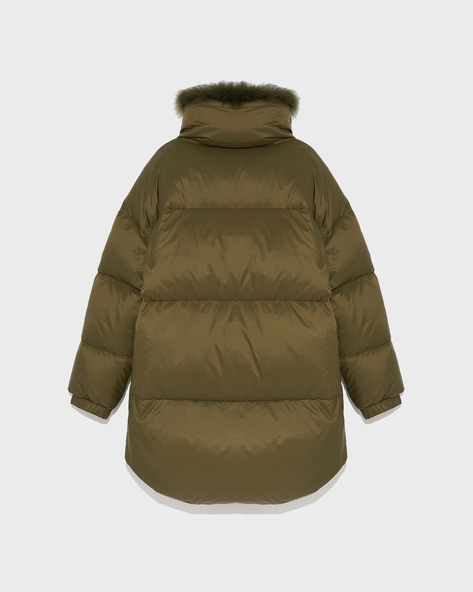 Down jacket with lambswool trim - khaki green - Yves Salomon