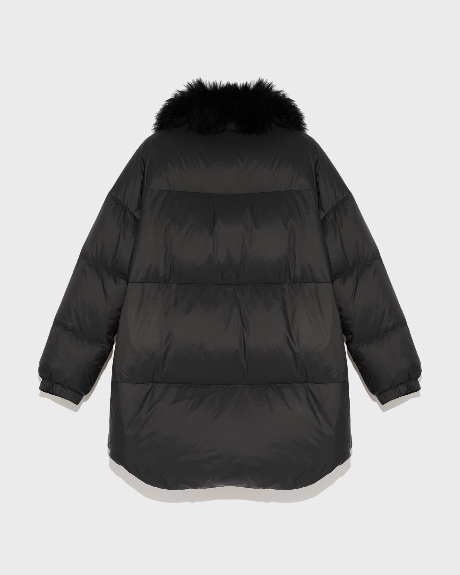Stand collar down jacket with fluffy lambswool trim-Yves salomon-Winter sale & boxing day