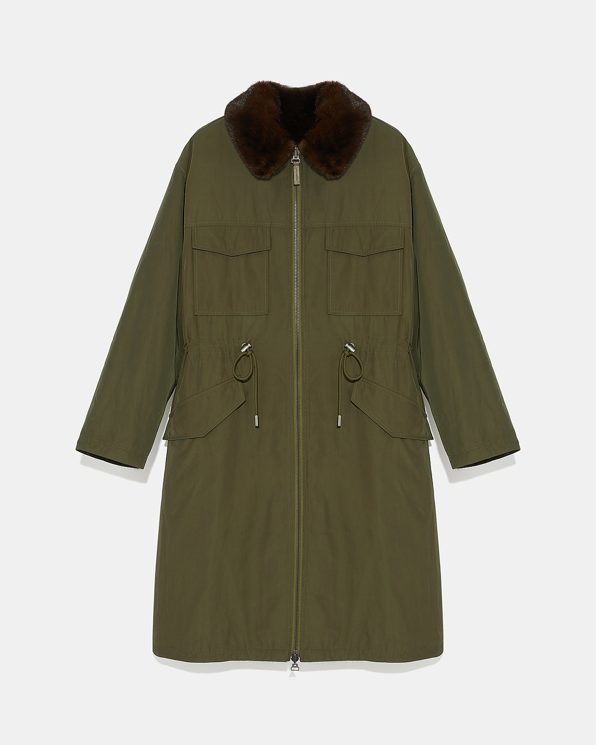 Reversible trench parka with technical fabric and mink fur -Yves Salomon