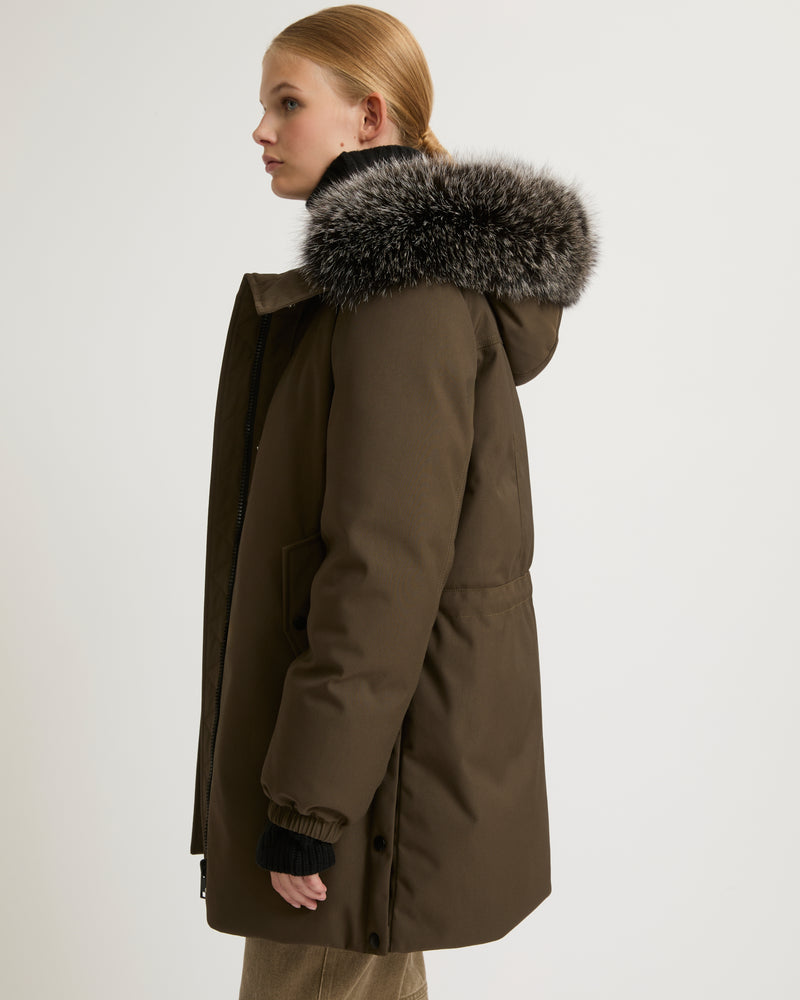 Fur trim parka coat online