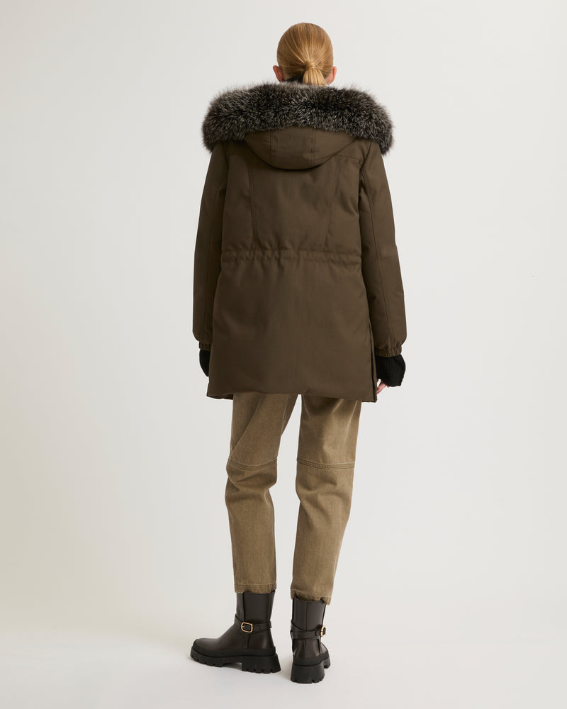 Performance parka with fox fur trim - khaki - Yves Salomon