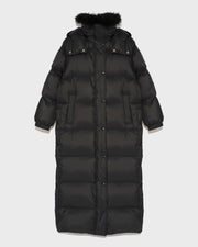 Extra-long down jacket with hood