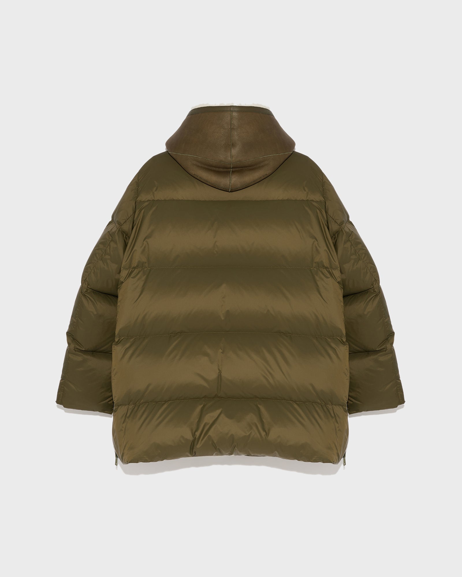 【関税込み】Yves Salomon - Meteo ダウン Down jacket in nylon and lamb - khaki green - Yves Salomon