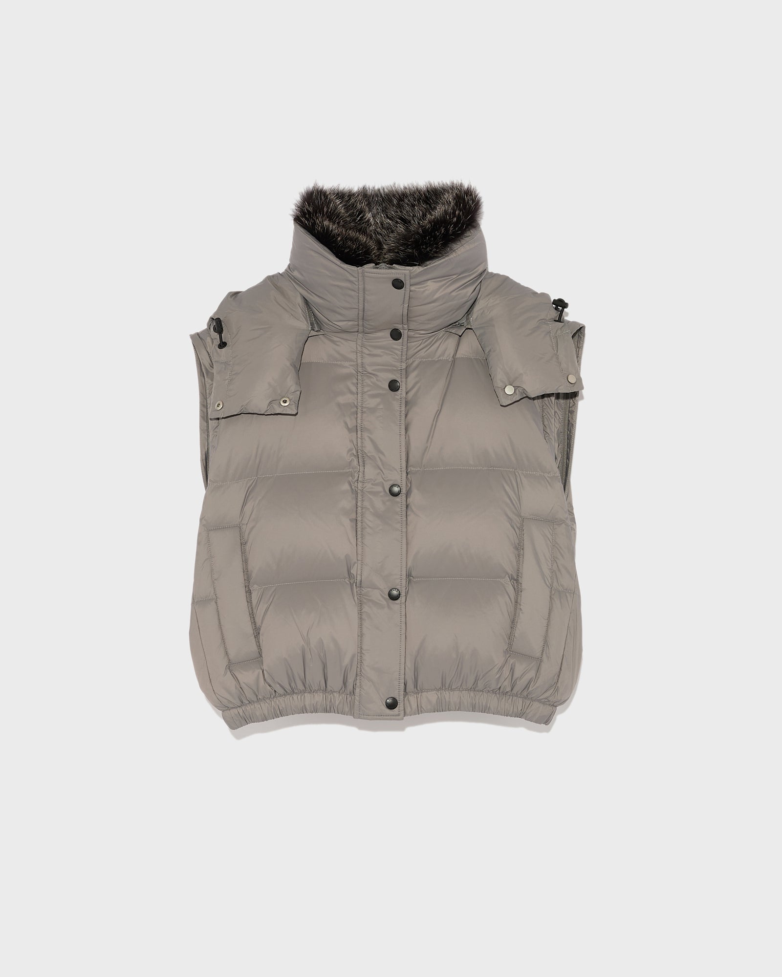 Short down jacket with fox fur collar-Yves salomon-Winter sale & boxing day