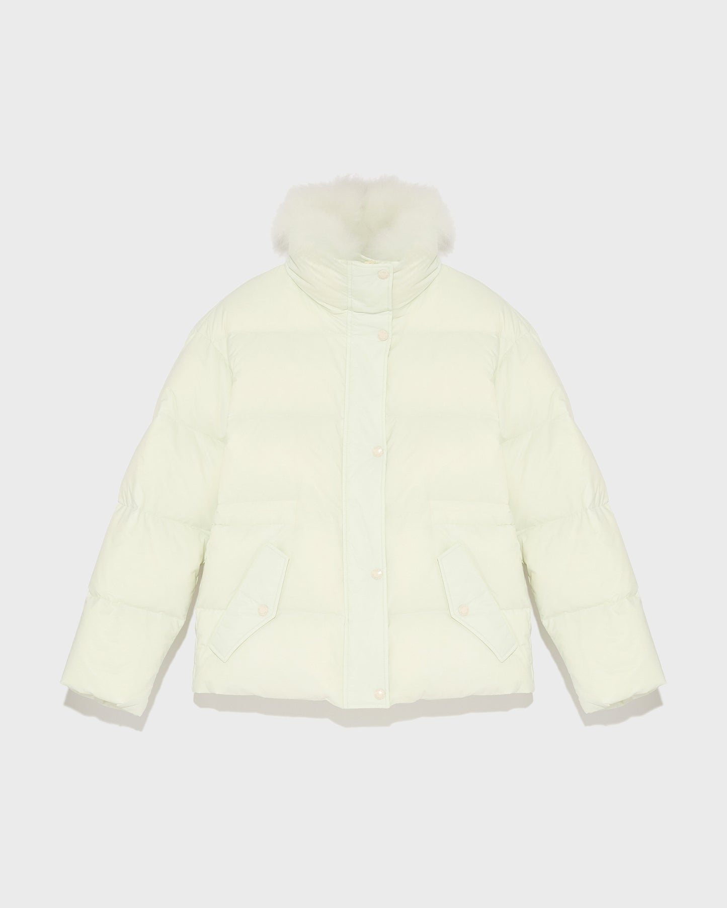 Down jacket with fluffy lambswool trim-Yves salomon-Winter sale & boxing day
