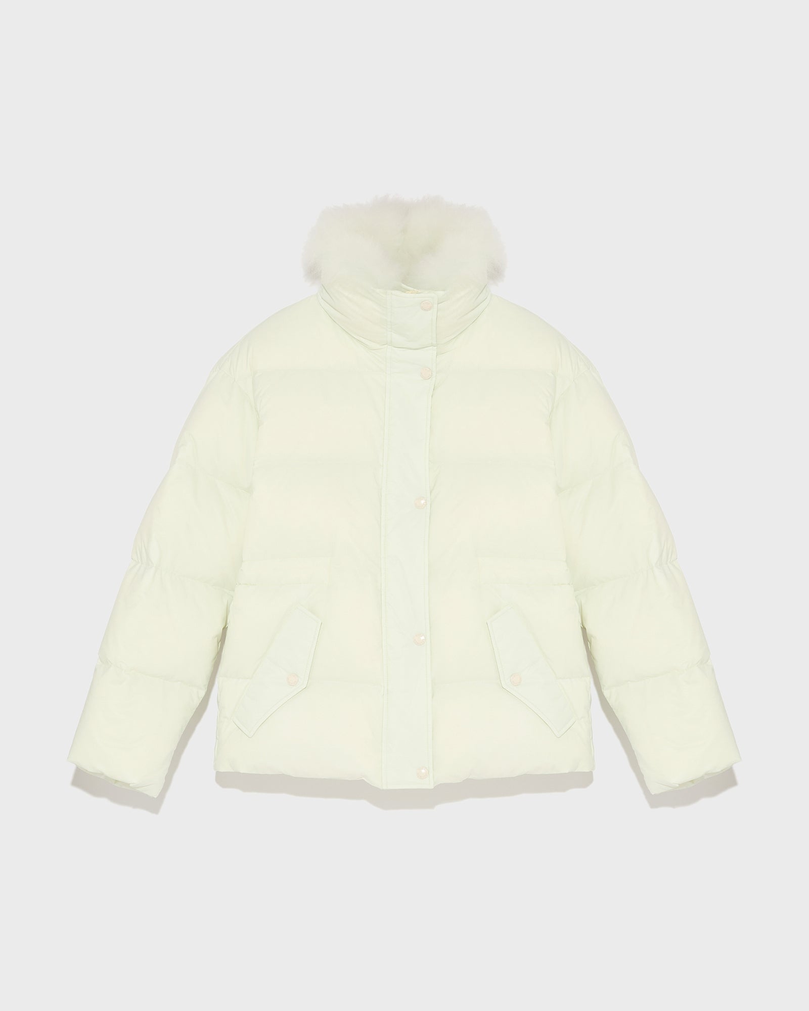 Down jacket with fluffy lambswool trim-Yves salomon-Winter sale & boxing day