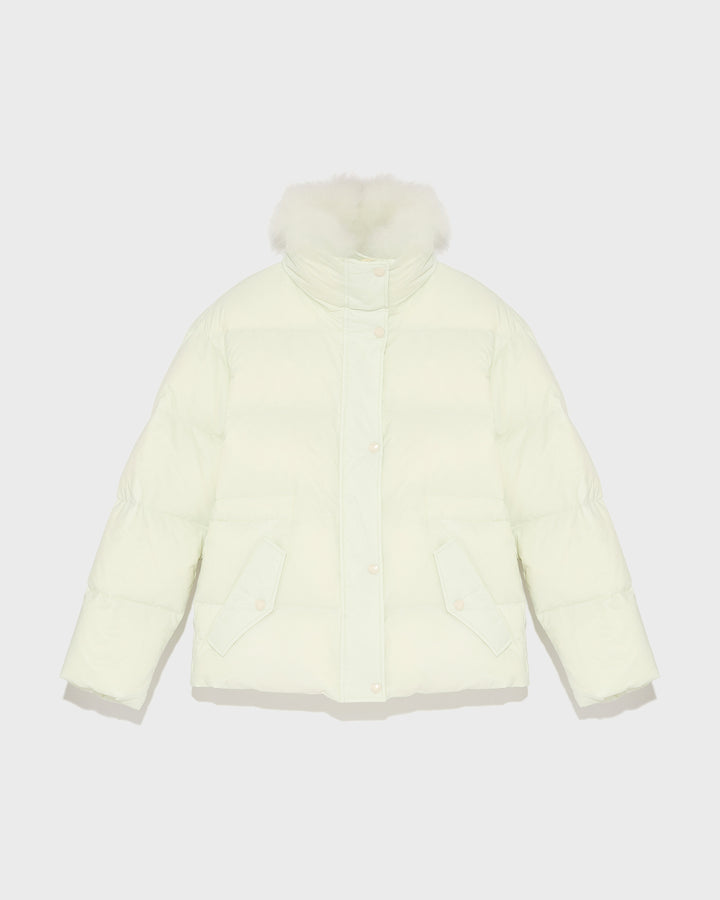 Balck Friday 2025 - Yves Salomon - Down jacket with fluffy lambswool trim