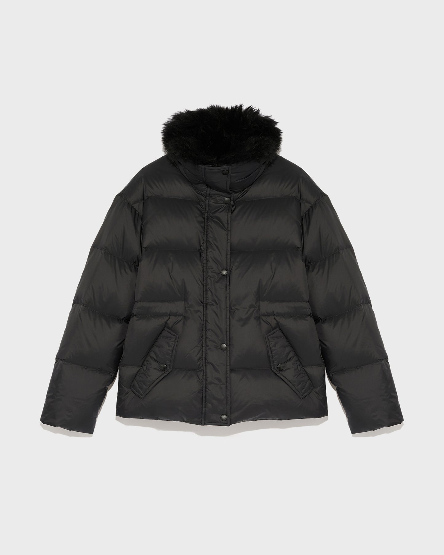Down jacket with fluffy lambswool trim-Yves salomon-Winter sale & boxing day