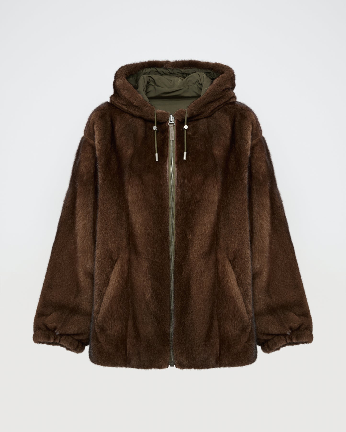 Mink reversible technical fabric hoodie -Yves Salomon