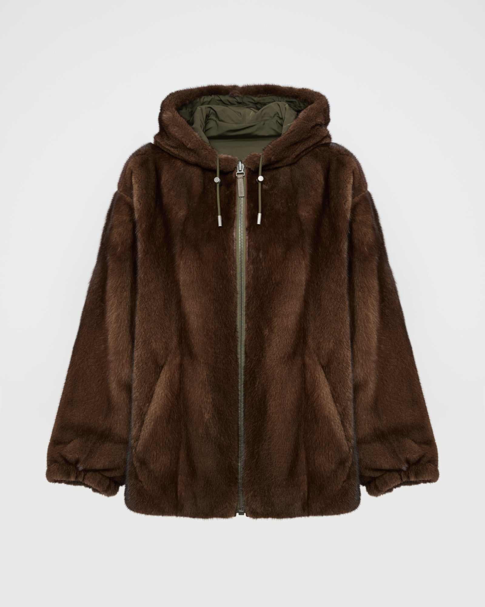 Mink reversible technical fabric hoodie -Yves Salomon
