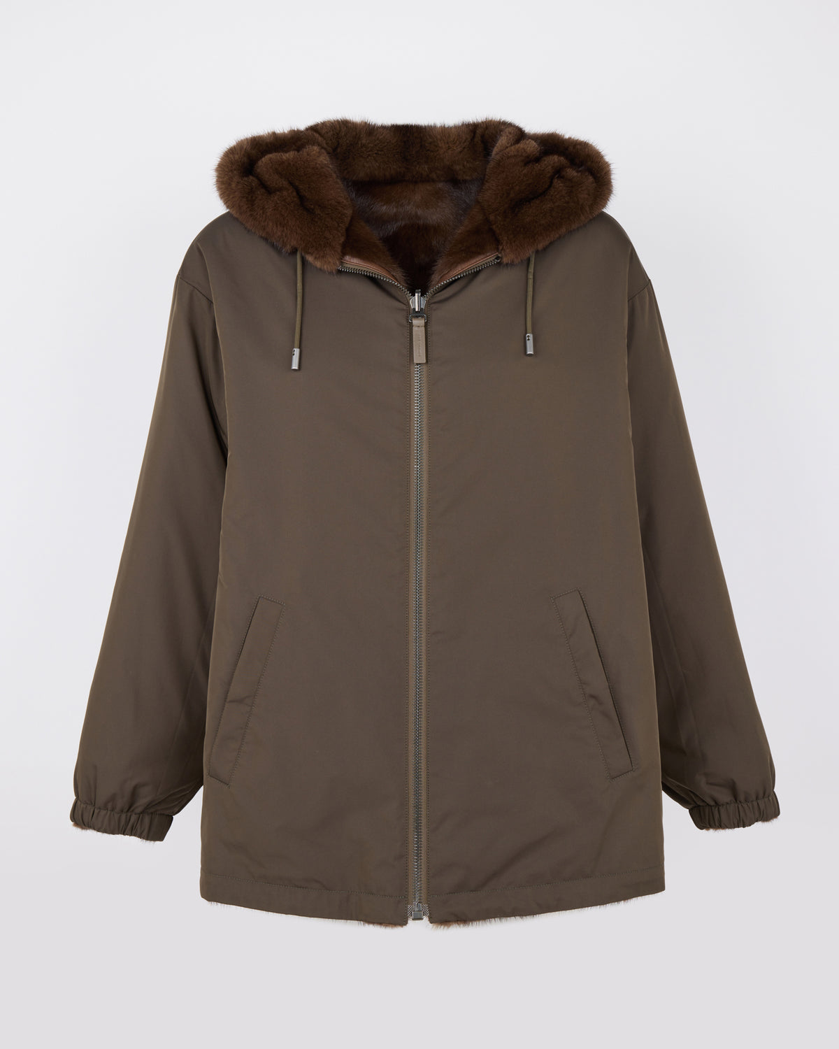Reversible technical fabric hoodie with mink fur - Yves Salomon - New Fall/Winter Collection