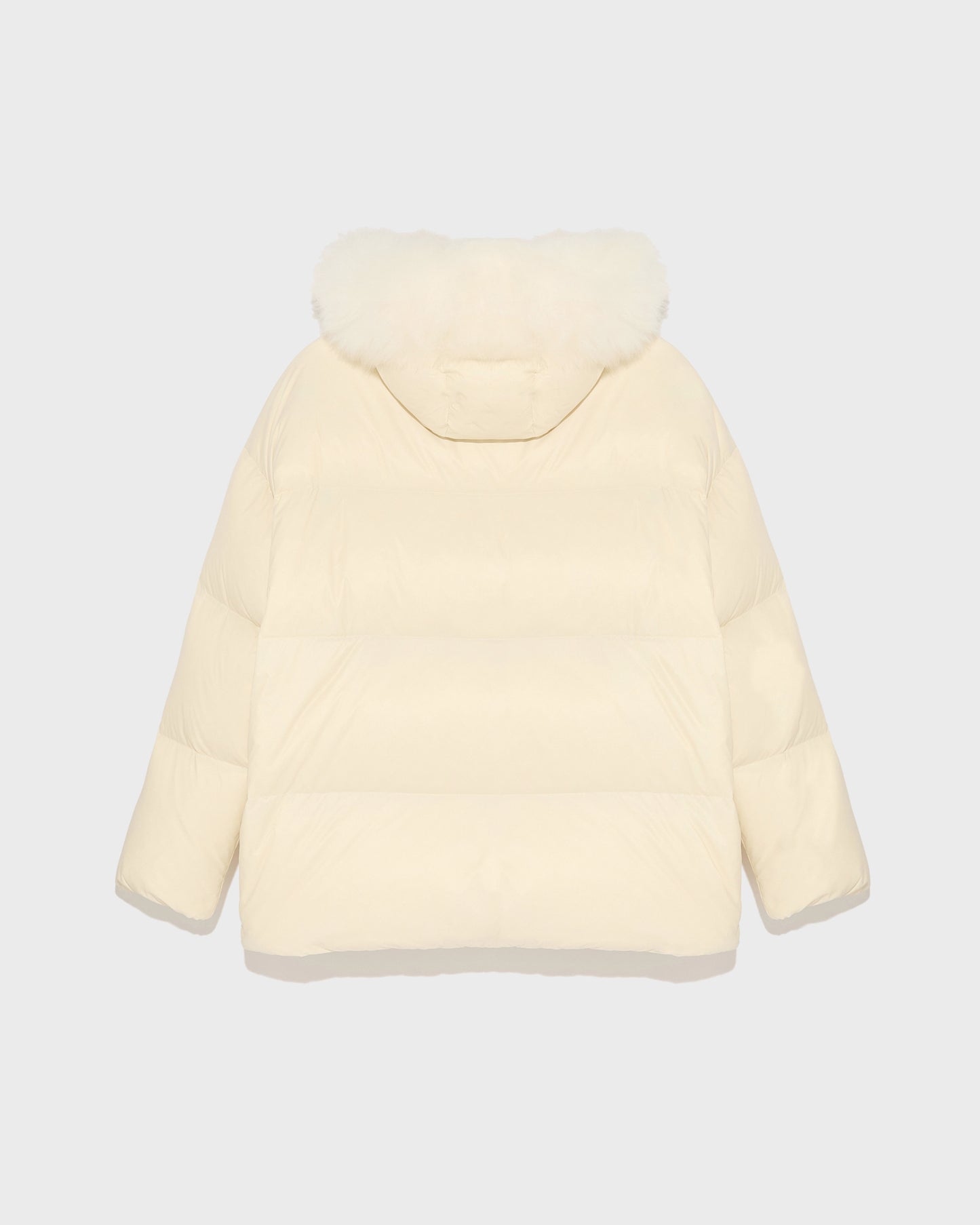Hooded down jacket with fluffy lambswool trim-Yves salomon-Winter sale & boxing day