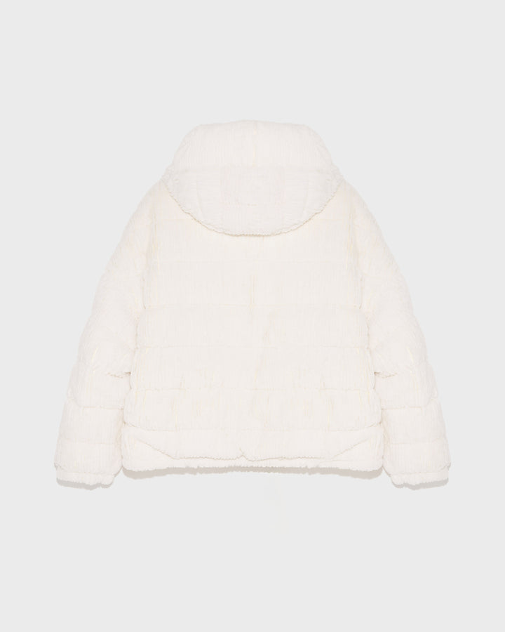 Black Friday - Yves Salomon  -Short hooded down jacket in technical fabric reversible ribbed rex rabbit fur