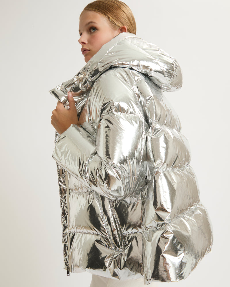 Down jacket silver best sale