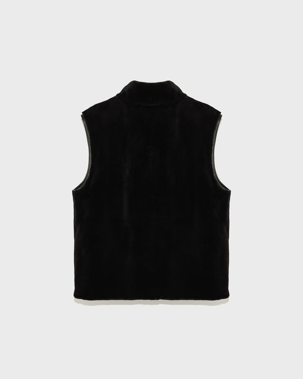 Reversible fleece gilet in Loro Piana wool-silk fabric and sheared mink - black - Yves Salomon