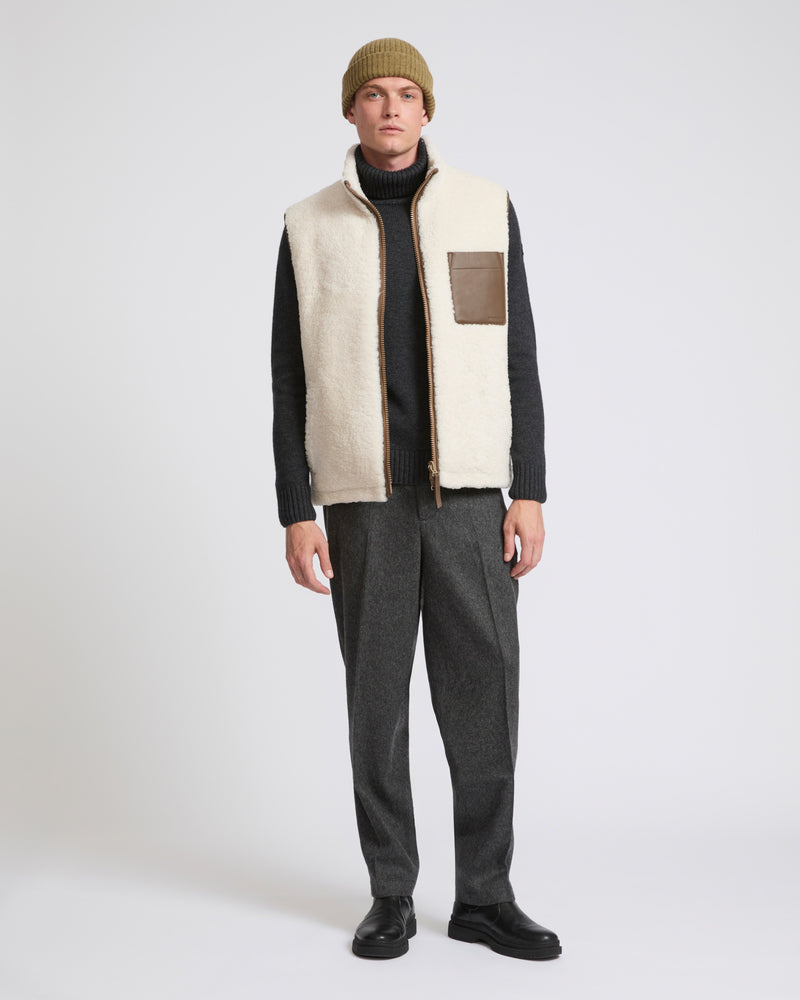 Reversible shearling fleece gilet - white - Yves Salomon