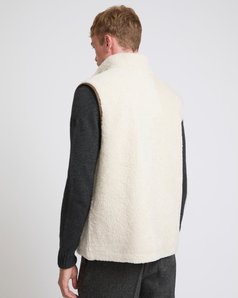 Reversible shearling fleece gilet - white - Yves Salomon