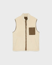 Reversible shearling fleece gilet