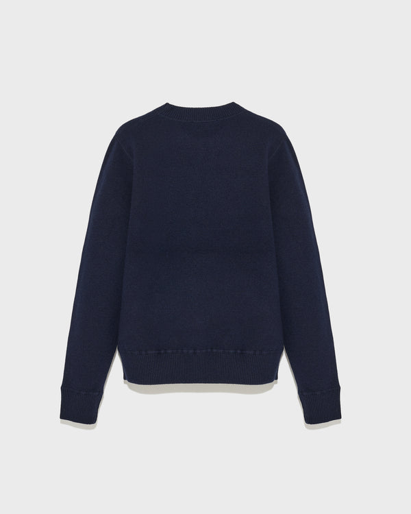 Two-tone reversible crew neck jumper in wool-cashmere knit-Yves salomon-Winter sale & boxing day