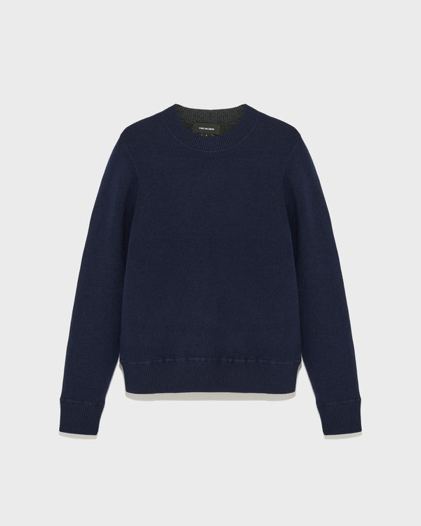 Two-tone reversible crew neck jumper in wool-cashmere knit-Yves salomon-Winter sale & boxing day