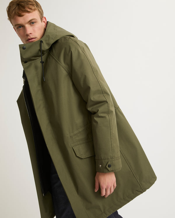 Iconic parka in cotton blend and shearling - khaki - Yves Salomon