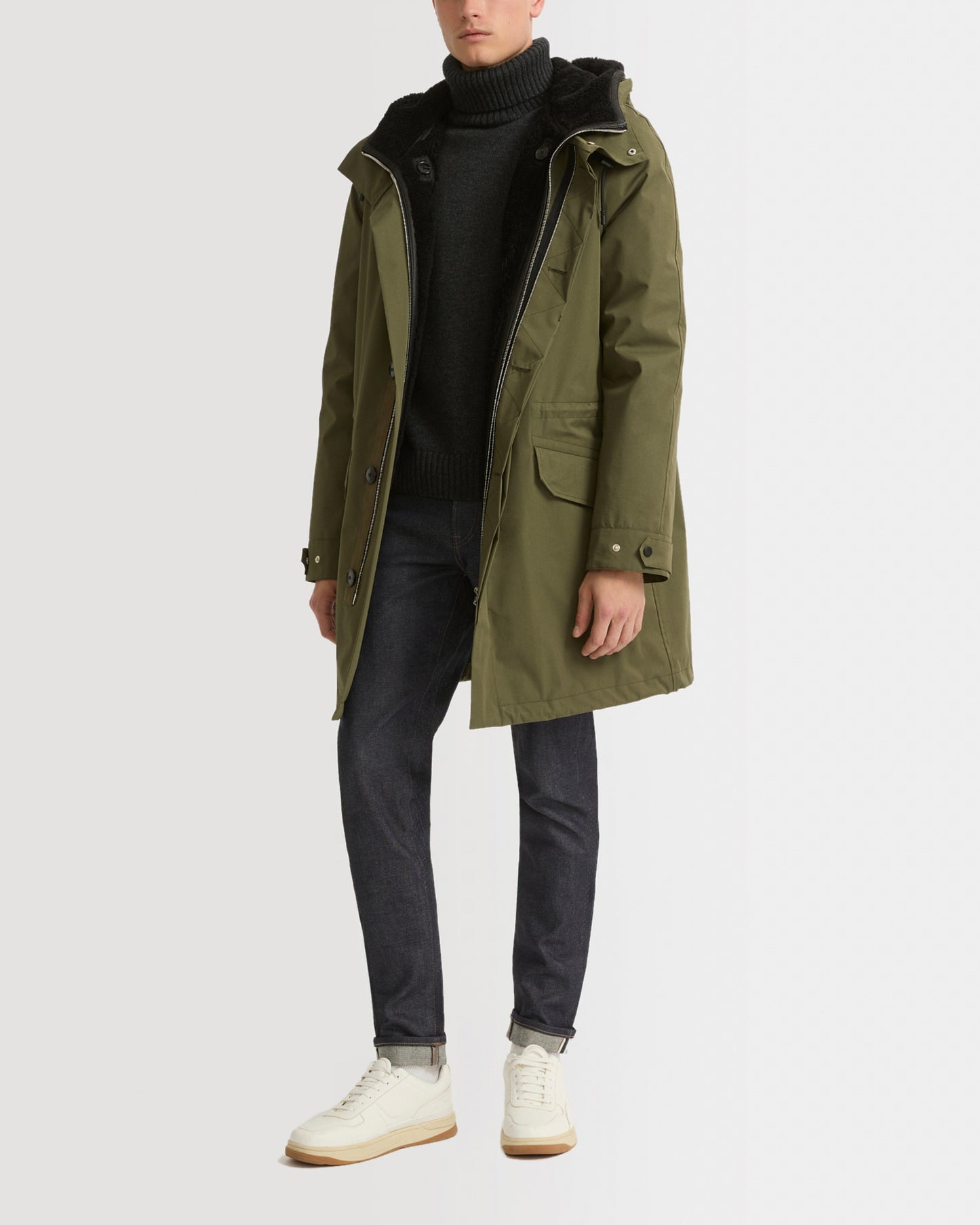 Iconic parka in cotton blend and shearling