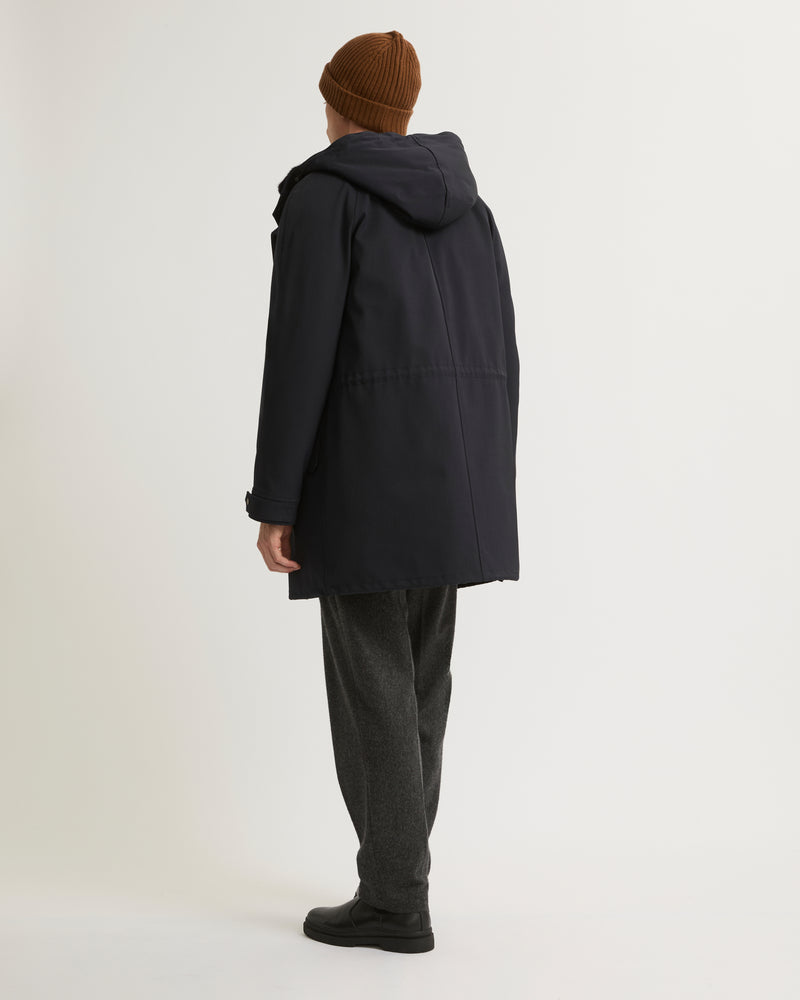 Regular parka in technical wool and mink fur