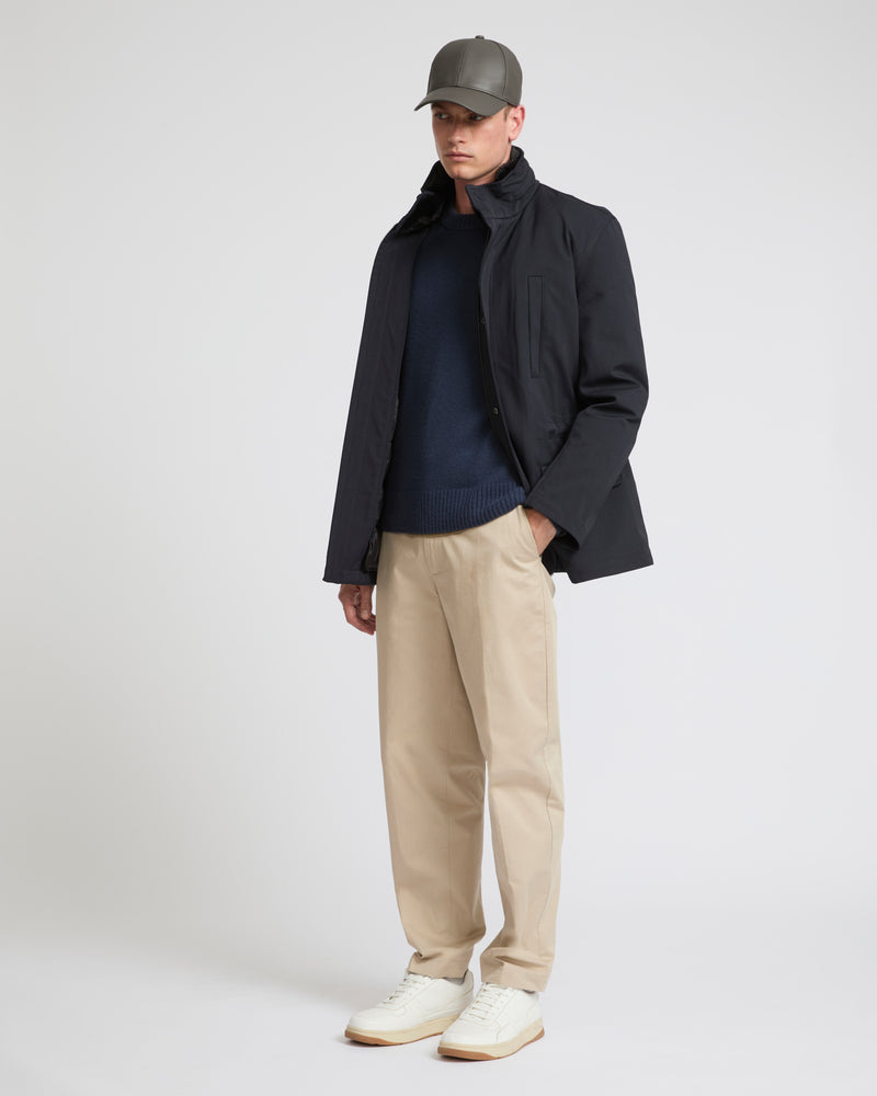 Field jacket in technical wool and mink fur - navy - Yves Salomon