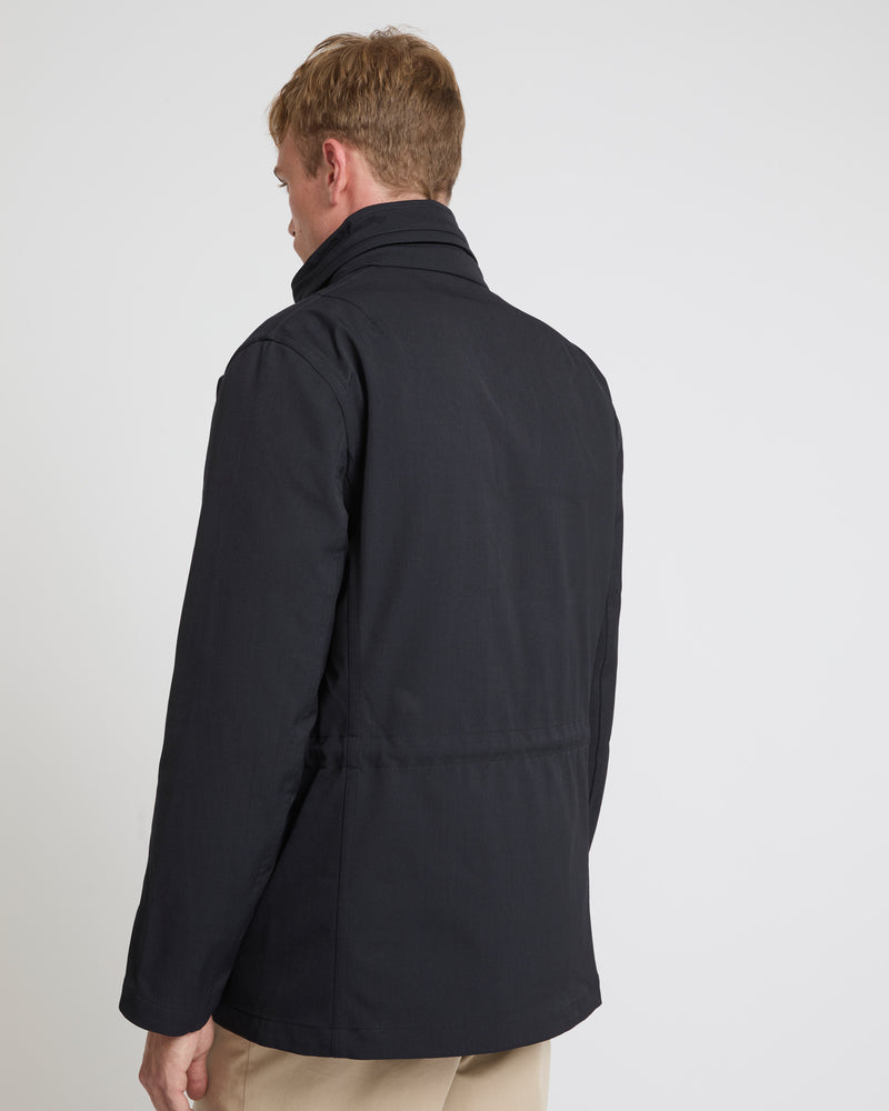 Field jacket in technical wool and mink fur - navy - Yves Salomon