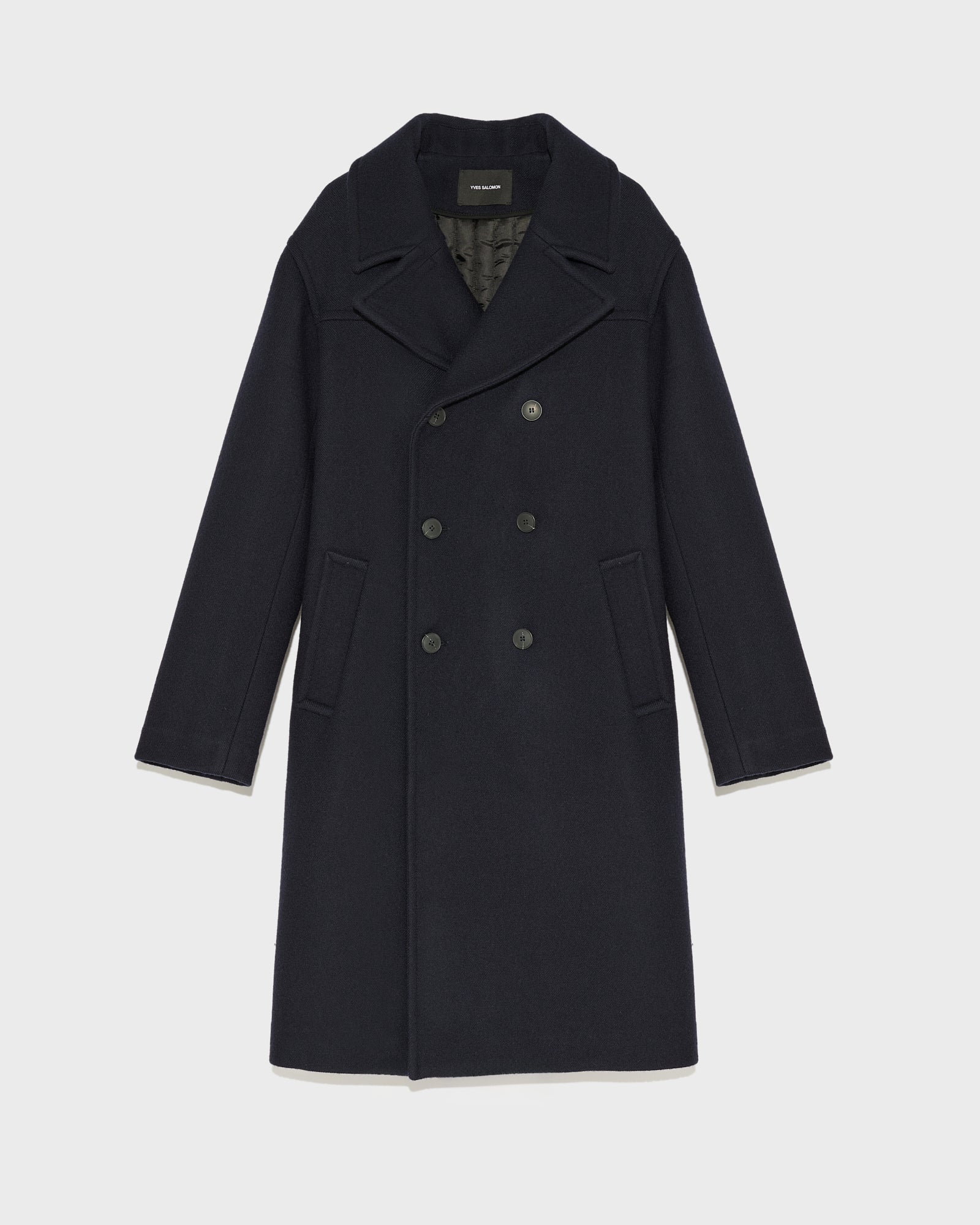 Woollen fabric coat - navy - Yves Salomon – Yves Salomon US