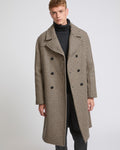 Houndstooth woollen fabric coat