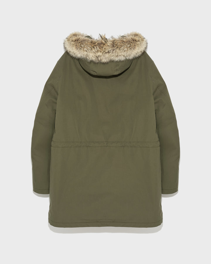 Black Friday - Yves Salomon - Iconic waterproof technical cotton parka with coyote fur - khaki - back view