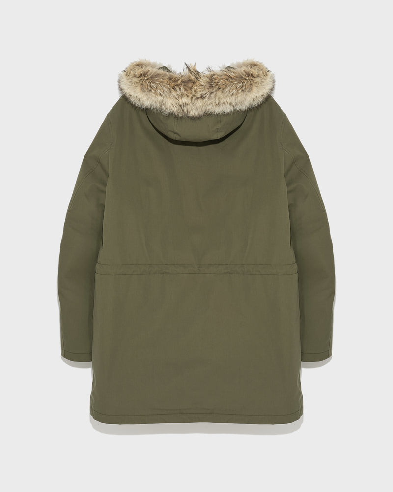 Cotton-blend iconic parka with coyote fur trim - khaki - Yves Salomon