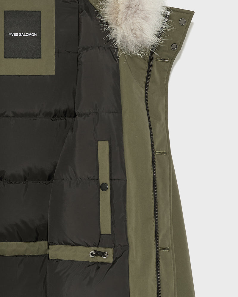 Cotton-blend iconic parka with coyote fur trim - khaki - Yves Salomon