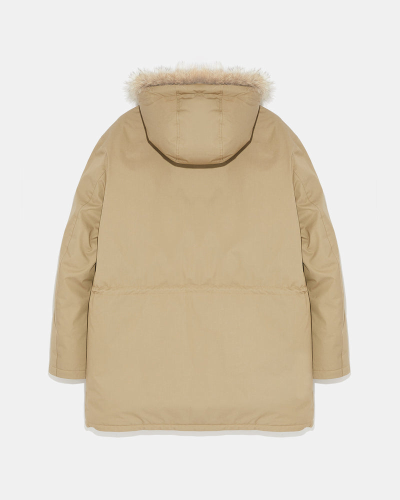 Cotton-blend iconic parka with coyote fur trim - beige - Yves Salomon