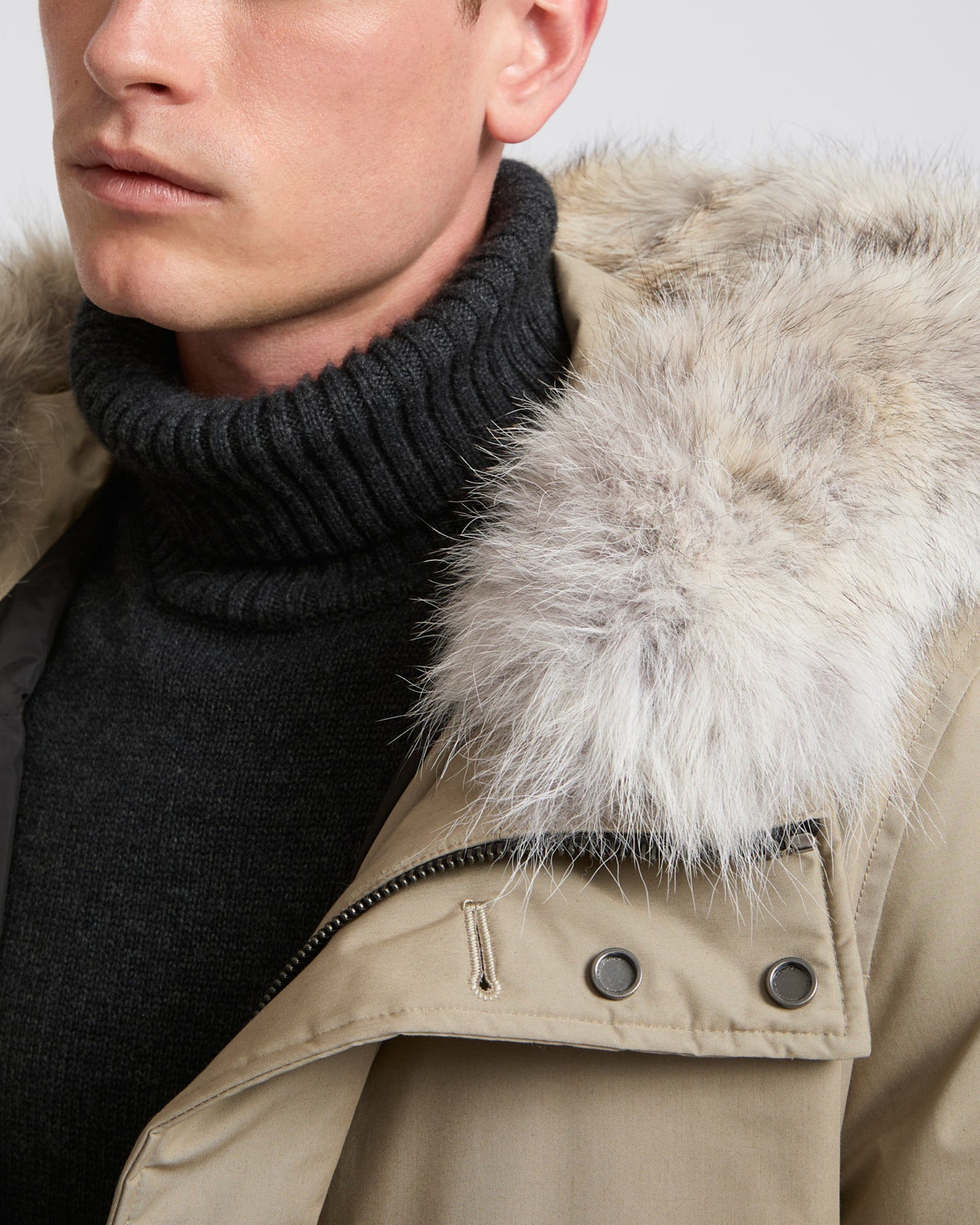 Iconic parka with coyote fur trim - beige - Yves Salomon Men