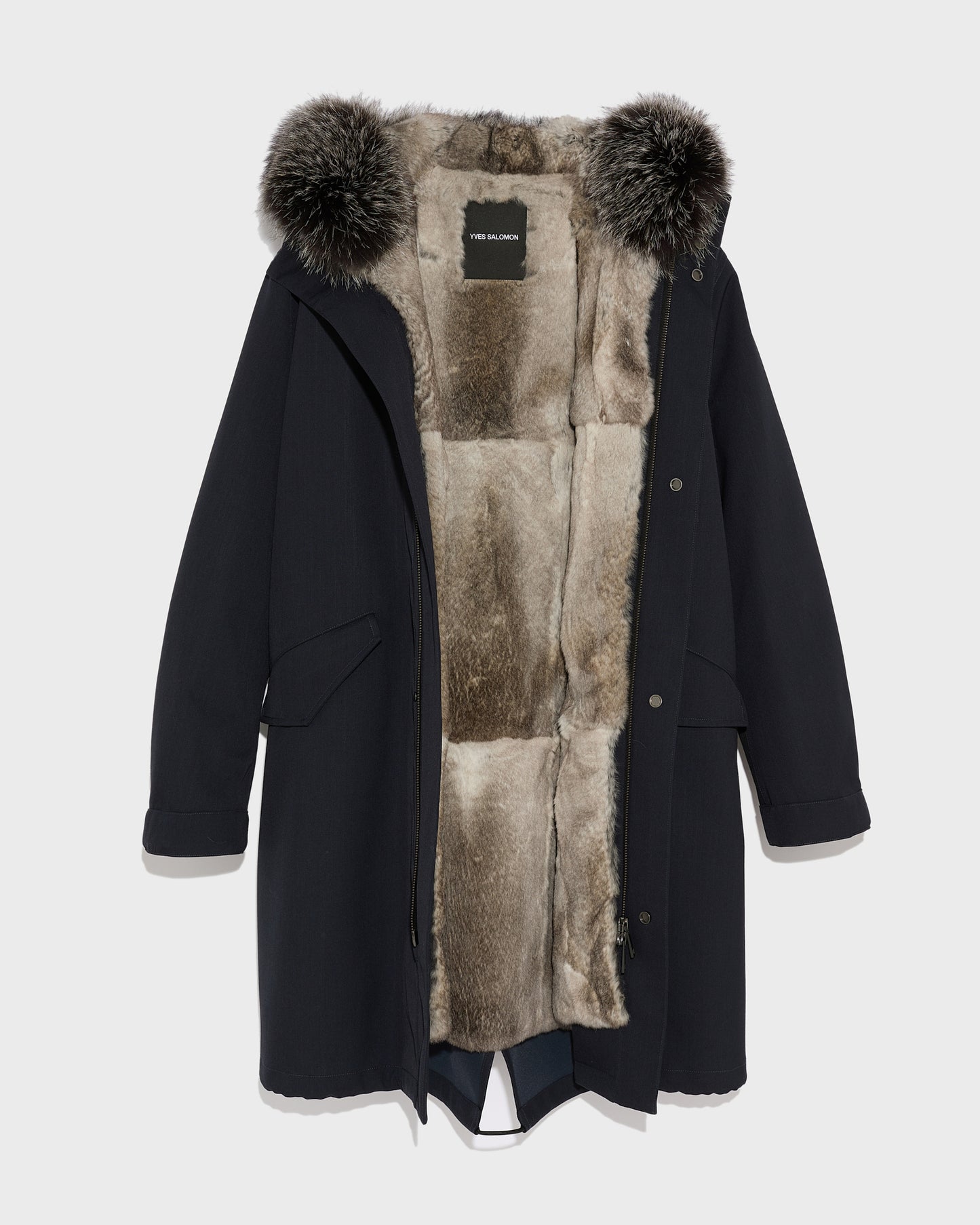 Winter sale & boxing day Yves Salomon -Fishtail parka in technical wool and fur