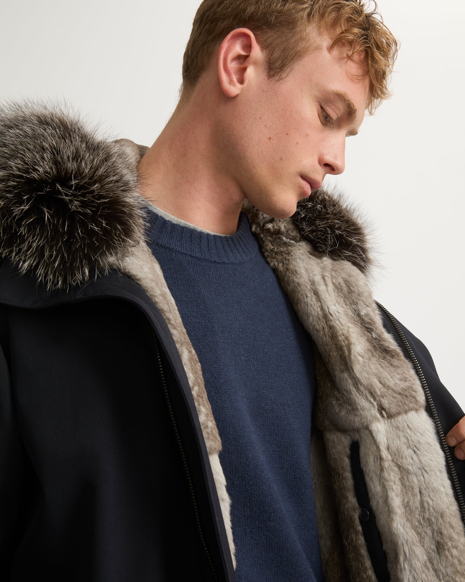 Winter sale & boxing day Yves Salomon -Fishtail parka in technical wool and fur