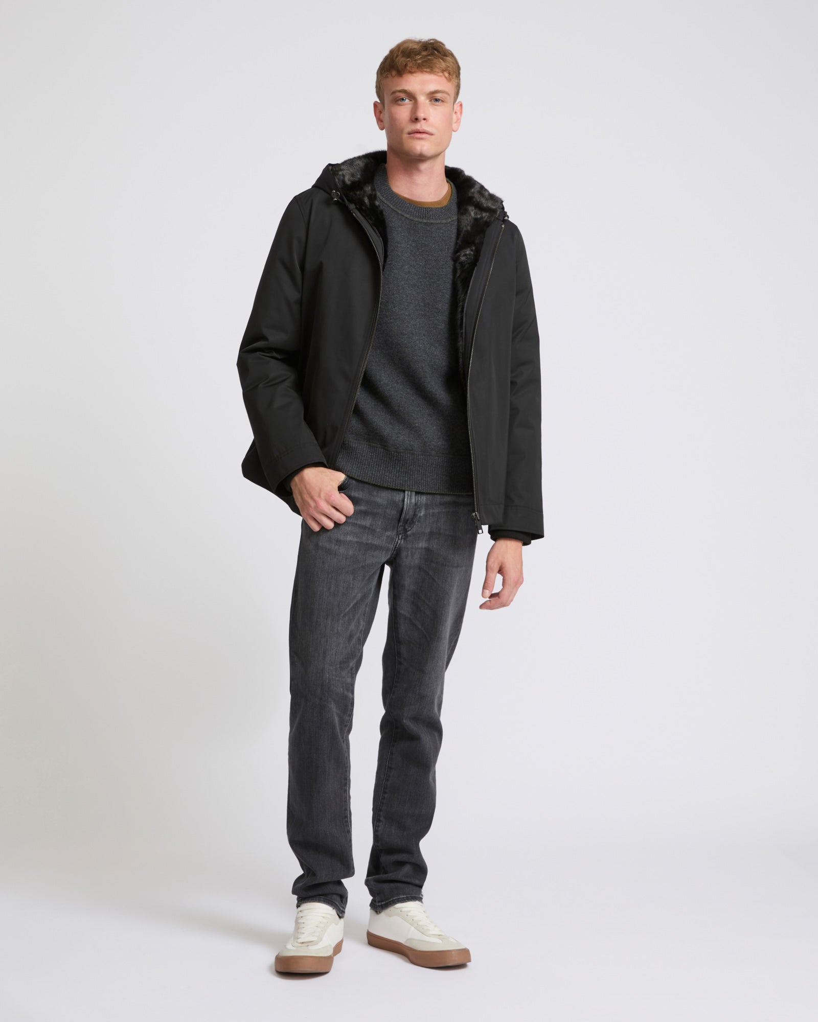 Winter sale & boxing day Yves Salomon -Hooded jacket in waterproof technical gabardine and mink fur